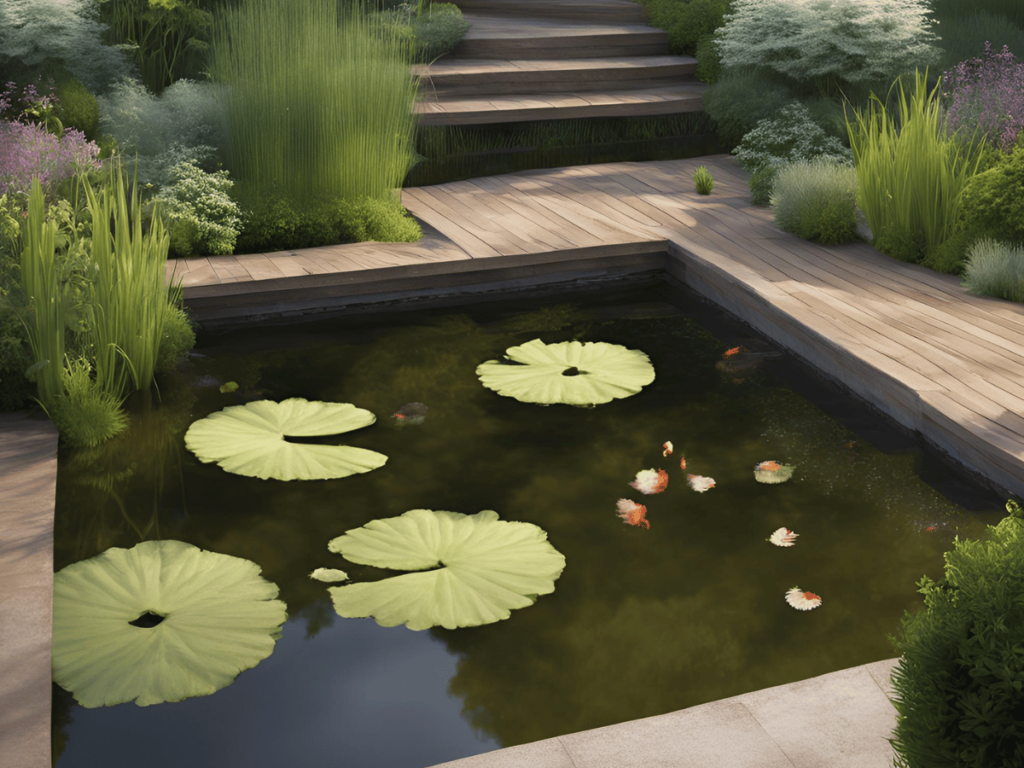 Design concept renderings of an ornamental pond