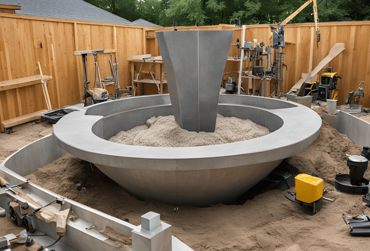 Design concept renderings of an unfinished water feature